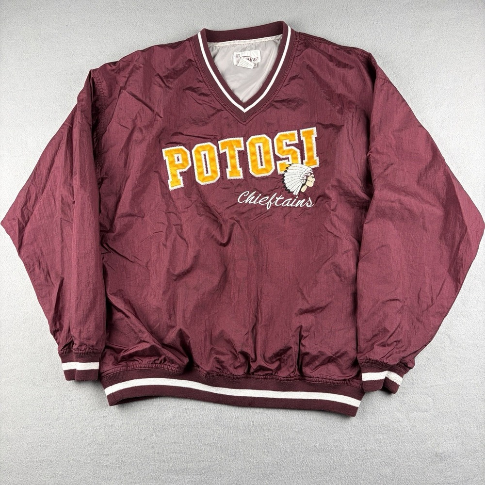 Tonix Potosi Chieftains Burgundy Nylon Pullover Windbreaker Jacket Men's L